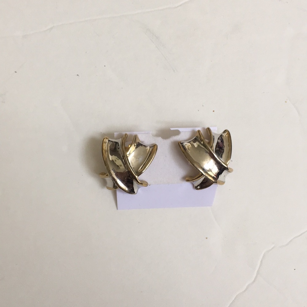 Two tone clip on earrings